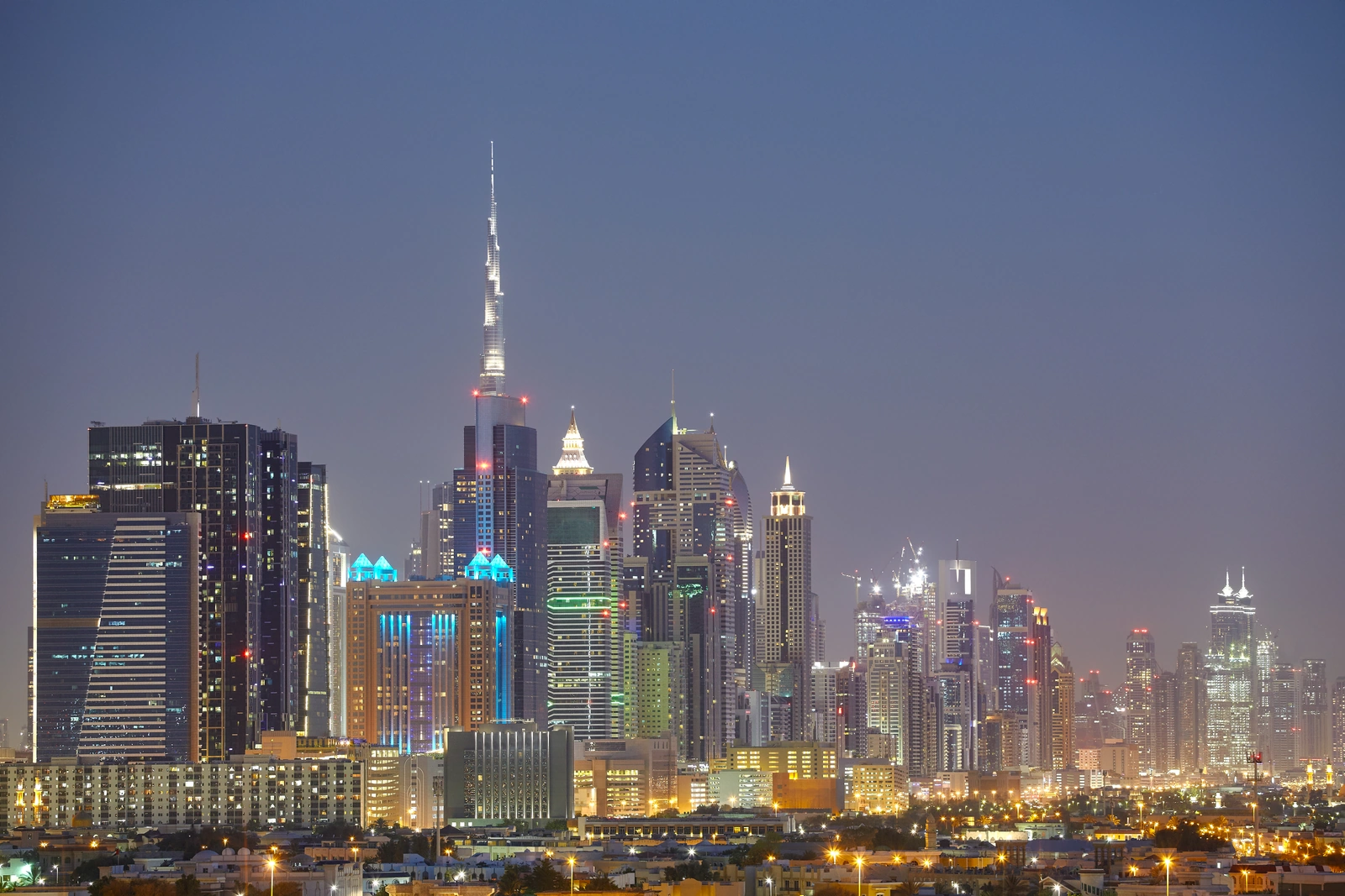Dubai skyline at night — start your ecommerce online store in the UAE