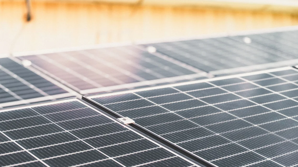 Close-up of solar photovoltaic panels catching the sun